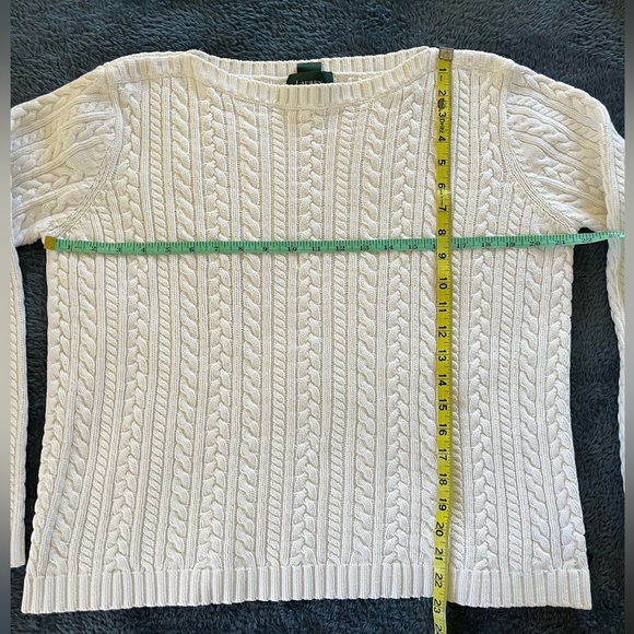 Vintage Y2K White Cotton Boat Neck Cableknit Sweater Size Large - Picture 3 of 8
